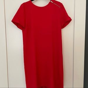 Zara Pleated Back Chiffon Red Dress